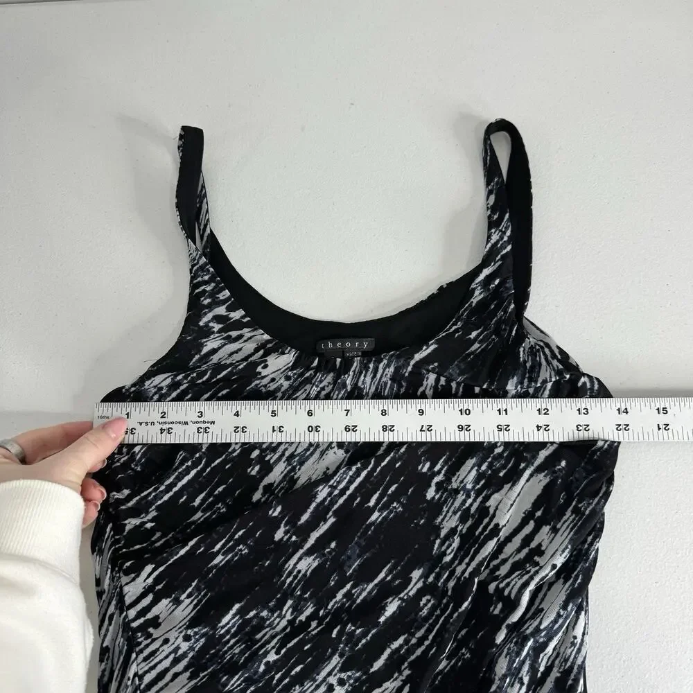 Theory‎ Womens Dress P Black Etta Storm Cloud Print Bodycon Ruched Mesh Y2K Goth